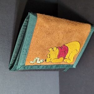Disney Winnie the Pooh Green/Black/Tan Velcro Tri-Fold Wallet, Vintage.
